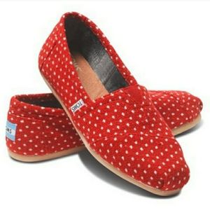 TOMS red polka dot shoes